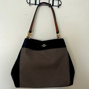 Coach Lexy Legacy Jacquard Tote Shoulder Bag Fabric/Leather F57540